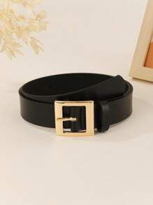 1 件金色不对称方形扣休闲皮带，百搭，适合连衣裙、裤子、商务、时尚女士夏季、秋季、万圣节 - 彩色 - 查看 13