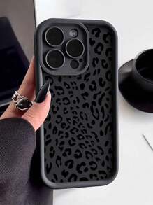 Funda de teléfono con diseño minimalista de estampado de leopardo y pintura en negro y colores compatible con iPhone 16/15/XR/16 Pro Max/7P8P/P12 Pro Max/P13 Pro Max/P14 Pro Max/P13/P14/P11/P12/P14, suave anti-caída, XS/S/XS Max/78, bonita y de moda, cubierta protectora gruesa