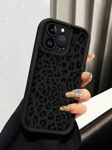 Funda de teléfono con diseño minimalista de estampado de leopardo y pintura en negro y colores compatible con iPhone 16/15/XR/16 Pro Max/7P8P/P12 Pro Max/P13 Pro Max/P14 Pro Max/P13/P14/P11/P12/P14, suave anti-caída, XS/S/XS Max/78, bonita y de moda, cubierta protectora gruesa