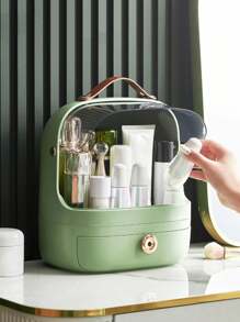 1 szt. Przezroczyste pudełko na kosmetyki z okienkiem, pojemnik do przechowywania kosmetyków do makijażu, szminka, pojemnik do pielęgnacji skóry, wielowarstwowy, pyłoszczelny organizer do makijażu - Wielokolorowe - Zobacz 24