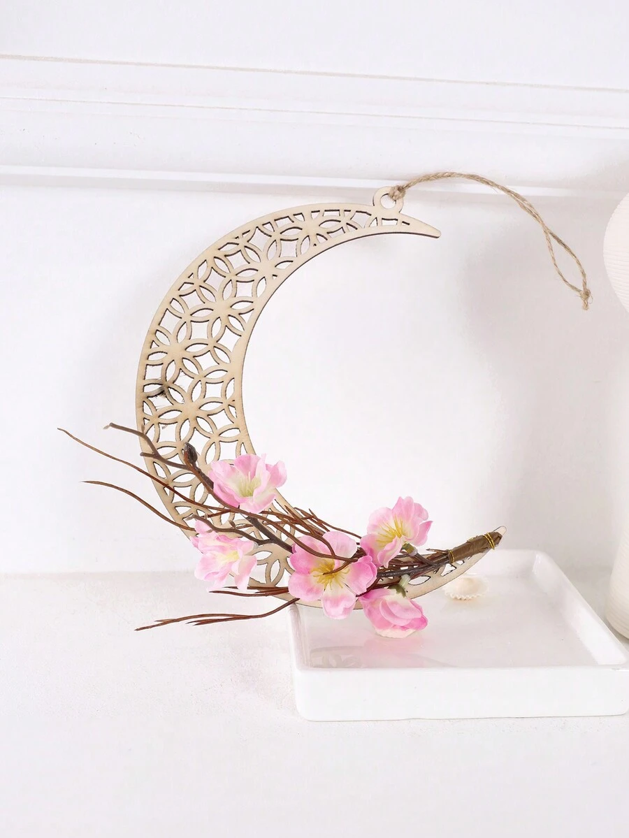 1pc/2pcs Simulation Moon Peach Wood Pendant Home Living Room Bedroom Balcony Door Wall Party Decoration Gifts Birthday Graduation E-I-D - Multicolor - View 1