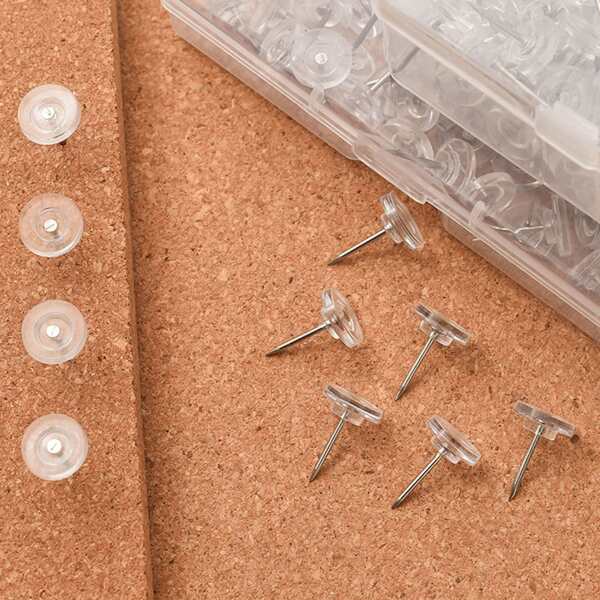 200 Stücke flache transparente Handpressnägel, Pinnwandnägel, für Wandnägel, Korkpinnwand über der Karte, Kalender, Foto-Befestigung, 100 Stücke DIY-Bastelvorhaben, Büroartikel für Zuhause und Büro, Schulmaterialien, Stationery für Abschlussfeiern, Halloween und Weihnachten Neujahrsparty Dekorationsnägel