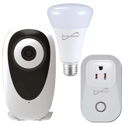 3-Pc. Smart Home Starter Kit With WiFi-Enabled: HD Camera, Plug, & Bulb
