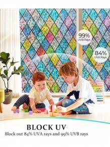1 Roll Window Privacy Film Stained Glass Window Clings 3D Rainbow Window Film For Glass Door Decorative Colorful Lattice Window Glass Stickers Static Cling Sun Blocking Window Coverings For Home Gifts Birthday Graduation