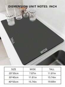 Solid Color Kitchen Countertop Dish Drying Mat For Bowls, Plates And Chopsticks, Sink, And Hand Wash Area, Made Of Quick-Drying Diatomaceous Earth, Available In Three Sizes:30cm*40cm/40cm*50cm. Note: Sizes Are In Centimeters, Not Inches. - Multicolor - View 7