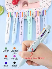 6-Color Customized Personalized Ballpoint Pen, 6-In-1 Multicolor Pen, Cartoon Multicolor Neutral Pen, Simple Portable Multifunctional Writing Pen, Cute Retractable Nurse Pen, Colorful Stationery Pen For Students And Office, Can Customize Your Name And Text, Suitable For Diary, Writing Supplies, Ideal For Mother's Day, Birthday, Teacher's Day, Christmas, Halloween Gifts,Office & School Supplies,Xmas Decoration,Smooth Writing Pen - Six-color Push Ballpoint Pen Type a - View 13