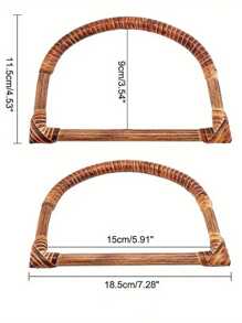 1 件天然藤条编织品 D 形环/3 种尺寸竹制手柄复古木质部件 DIY 编织包手柄行李箱配件