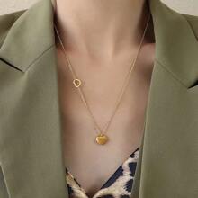 Simple Non-Fading Love Necklace 18K Niche Titanium Steel Design - 金色 - 查看 2