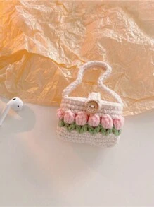 Summer 1pc Tulip Style Plush Carrying Case Compatible With AirPods 4, Creative Handmade Knitted Earphone Cover Compatible With AirPods Pro (2nd Gen), AirPods 3, AirPods 1/2, Galaxy Buds Pro/Buds2/Buds2 Pro/Buds Live/Buds FE/Buds+ - Multicolor - View 8