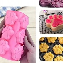 3pcs Dog Paw Silicone Mold Set, Non-Stick Silicone Baking Molds For Cookies, Chocolate, Candy, Jelly, Ice Cubes, Dog Treats