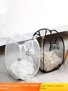 网状大容量脏衣篮，可折叠衣物收纳篮，家庭洗衣篮的完美多功能收纳袋，洗衣篮浴室收纳篮，篮子，收纳篮，可折叠洗衣篮 - 彩色 - 查看 2