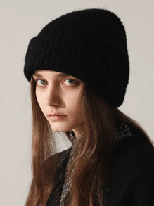 1 件双面针织帽，简约纯色宽松版型，男女皆宜的保暖护耳帽，秋冬款 - 1pcs - 查看 4