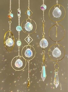 1 Sonnenfänger, goldene Sonne mit Strass Prisma Anhänger, leuchtender Regenbogen Fänger, Kristall Anhänger Heim Dekoration, Fenster Deko zum Aufhängen, Meditation, Kontemplation, Tagträumerei, Geschenk für Mutter, Geschenk für Mädchen, Urlaubsgeschenk, Gartendekoration, Außendekoration, Beileidgeschenk, Geburtstagsgeschenk, Geschenk für neues Zuhause, Valentinstag Geschenk, Valentinstag, Valentinstag Dekorationen, Valentinstag Geschenke, Heimdekoration, Raum Dekoration, Wanddekoration Abschluss - Gold - Übersicht 3