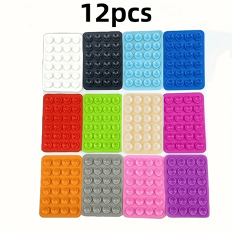 6pcs/12pcs Silicone Suction Cup Holder - Multifunctional Anti-Slip Adhesive Phone Stand Pad, Portable & Detachable Square Stand For Hands-Free Selfie And Video Recording Compatible With IPhone, Android Phone, Gift For Birthday, Family, Friends Phone Holder, Phone Accessories