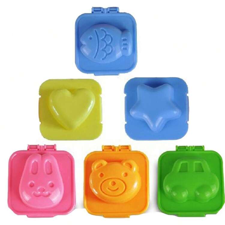 6 Pieces Square Boiled Egg Molds With Cartoon Design - 彩色 - 查看 2