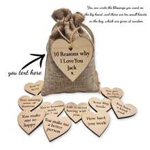 1 Personalized Box And Bag Set, "Reasons Why I Love You" Bag - A Romantic Gift For Special Ones - Wedding, Anniversary, Valentine's Day, Birthday, Surprise Your Loved One On Any Special Occasion Like Christmas, Halloween, Anniversary. Wooden Box And Bag Included.