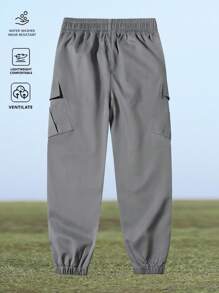 [Spring/Summer] Men's Solid Color Loose Jogger Pants, Outdoor Street Fashion Casual Cargo Pants With Side Flap Pockets, Breathable