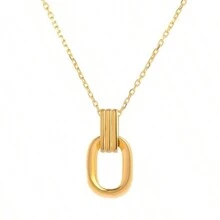Popular 18K Hollow Titanium Steel Square Necklace With Light Luxury Niche Design - Gold - View 6