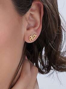 Personalized Gold Name Earrings • Minimalist Custom Handmade Stud Earring • Stud Ear Jewelry For Her Daughter • Christmas Gift