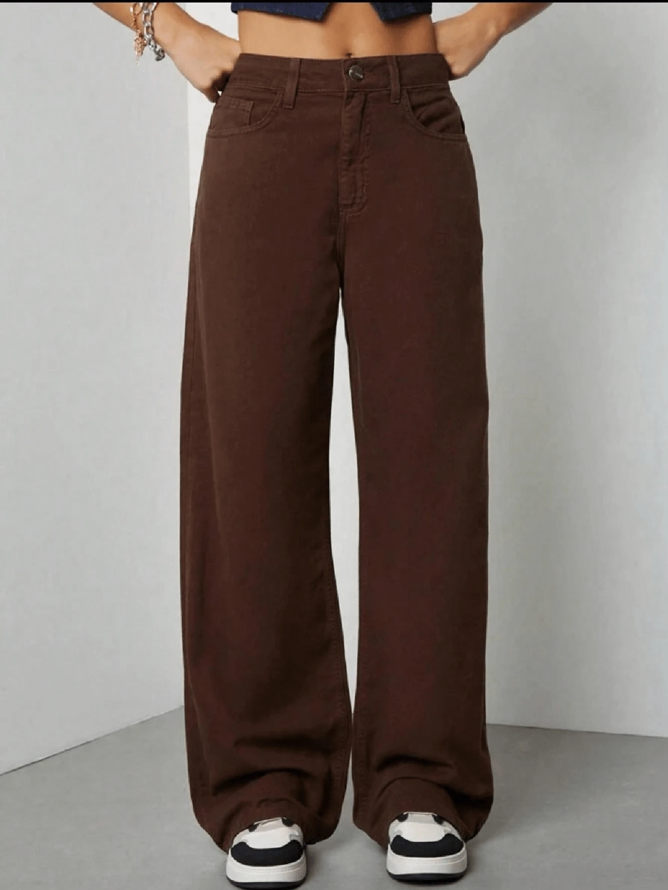 Women's Wide Leg High Waisted Jeans With Butt Lifting Pant - 棕色 - 查看 1