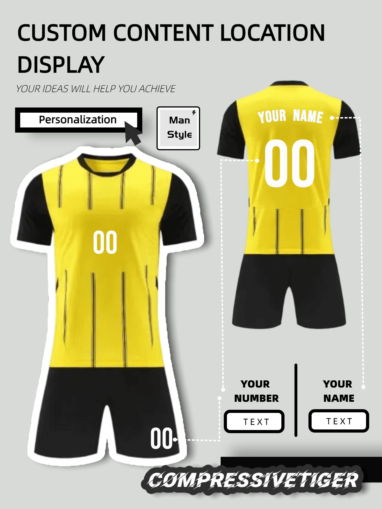 Kid's Custom Soccer Jersey & Shorts Set - White Team Uniform (Size 22, Ages 6-7) - View #5