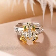 Anillo de diseño único con sapo de la suerte de moneda de cobre vintage estilo feng shui, anillo de compromiso de pareja de moda para fiestas, San Valentín, regalo de Año Nuevo