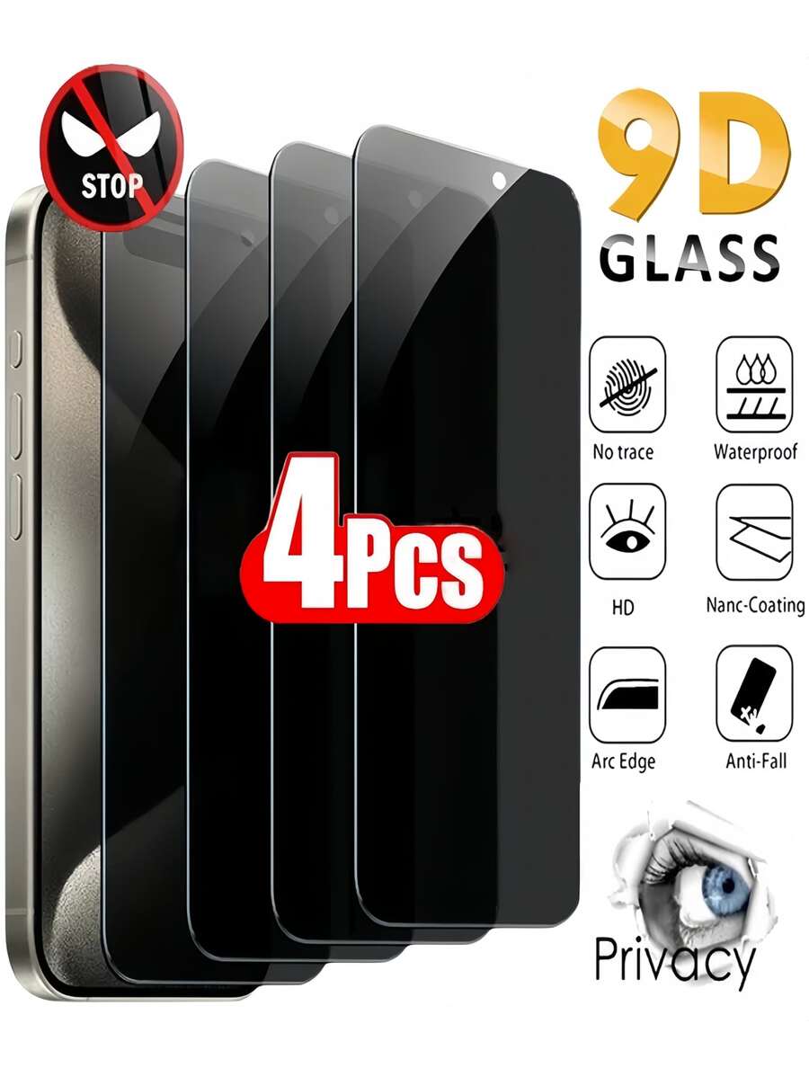 4 件防窥钢化玻璃隐私屏幕保护膜适用于 iPhone/Galaxy