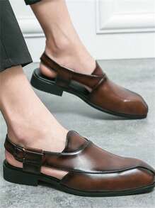 Men's Fashion Pointed Toe Buckle Breathable Sandals, Summer