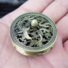1pc Dragon And Phoenix Small Incense Burner, Auspicious Clouds, Non-Sticky Powder Plate, Incense Plate, Sandalwood, Goose Pear, Incense Burner Ornaments - Bronze - View 4