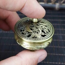 1pc Dragon And Phoenix Small Incense Burner, Auspicious Clouds, Non-Sticky Powder Plate, Incense Plate, Sandalwood, Goose Pear, Incense Burner Ornaments - Bronze - View 3