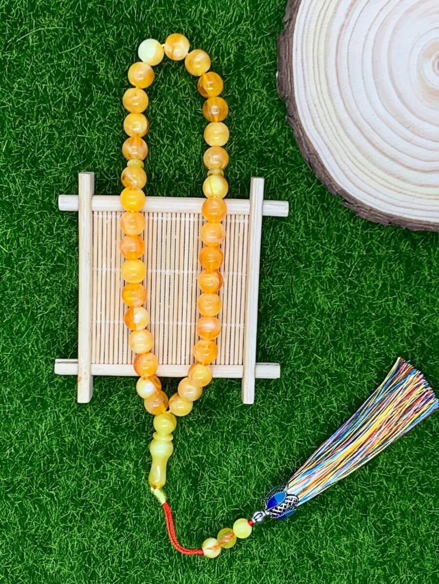 33 件 Tasbih 穆斯林祈祷珠亚克力彩色流苏装饰手链适合日常祈祷