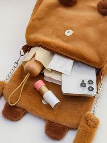 Multi-Use Fluffy Bag, Girl's Shoulder Sweet Student Backpack, Autumn And Winter Popular Capybara Cartoon Double-Shoulder - Brown - View 8