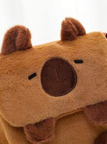 Multi-Use Fluffy Bag, Girl's Shoulder Sweet Student Backpack, Autumn And Winter Popular Capybara Cartoon Double-Shoulder - Brown - View 5