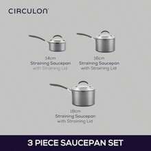 Scratch Defense Saucepan Set Induction Non Stick 14cm 16cm 18cm Dishwasher Oven Safe Cookware Straining Lids Pouring Rims Graphite Pewter Finish - Setof3-SaucepanSet - View 2