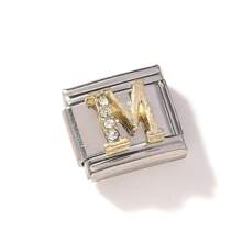 1pc Stainless Steel Rhinestone Inlaid Gold 26 Alphabet Modular Disassembled Bracelet, DIY Jewelry Accessory