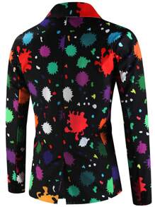 新款男士数码印花休闲西装外套（随机印花）