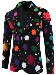 新款男士数码印花休闲西装外套（随机印花）