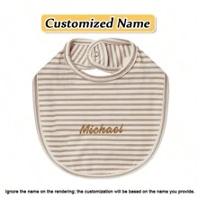 [Customized Item] 1pc Personalized Printed Baby Bib, Snap Button Soft Absorbent Baby Drool Bib, Children Feeding Bib, Breathable Skin-Friendly, Strong Absorbency, Exclusive Customized Embroidered Name, Newborn Gift, Christmas, Halloween, New Year Gift - Multicolor - View 17