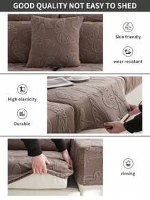 1 件提花弹力沙发套，1-2-3-4 座位 L 型沙发垫套，扶手套，适合所有季节 - 咖啡棕 - 查看 5