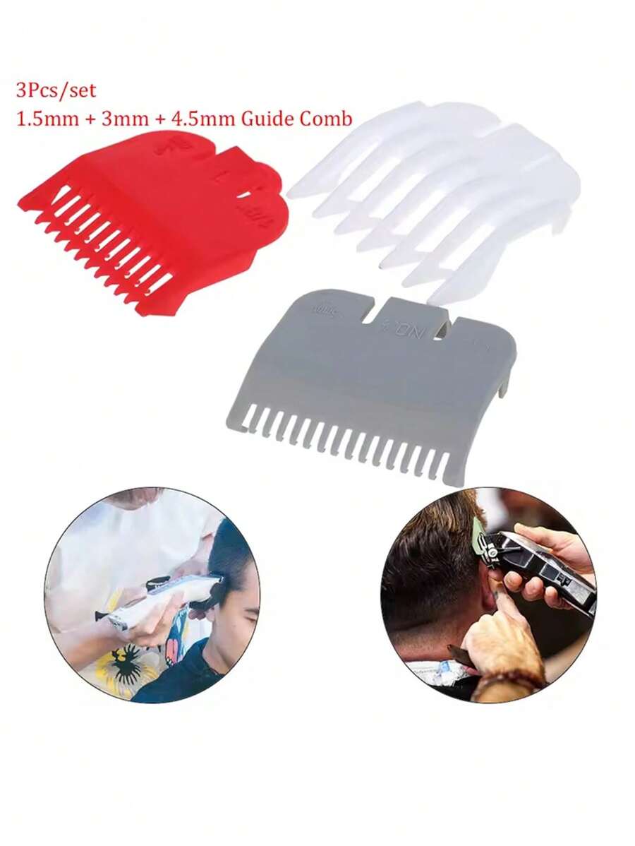 3pcs 1.5mm/3mm/4.5mm Replacement Clipper Guards, Hair Clipper Limit Comb Salon Positioning Comb Haircutting Tool Accessory Ruler Tool - Multicolor - View 1