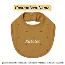 [Customized Item] 1pc Personalized Printed Baby Bib, Snap Button Soft Absorbent Baby Drool Bib, Children Feeding Bib, Breathable Skin-Friendly, Strong Absorbency, Exclusive Customized Embroidered Name, Newborn Gift, Christmas, Halloween, New Year Gift - Multicolor - View 19