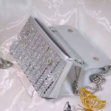 Luxury Crystal Clutch Bag - Sparkly Design Chain Evening Bag 188-20 - Bạc - Xem 3