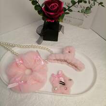 1 Set Cute Plush Claw Hair Clips, Fluffy Hair Clips, Hair Accessories, Hair Claw For Ponytail, Cute Plush Star & Bow Hair Clips, Bangs Clips, Hair Barrettes For Autumn/Winter - Multicolor - View 2