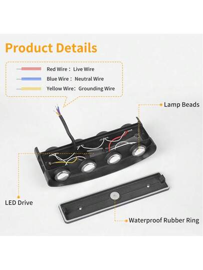 CANMEIJIA Waterproof Outdoor LED Wand Light, Aluminum/Plastic ative Lighting Garden, Ho Exterior, Patio, Courtyard, Street, 3000/4000/6500K, 85V 265V, IP65 Rated, Outdoor, Indoor, Living Room, Kitchen, Bedroom, Corridor, Stairway view 10