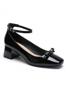 Women's Bow Decor Square Toe High Heel Sandals, Fashion Daily Commute Party Wear Stylish Sandals Summer Sandals For Women