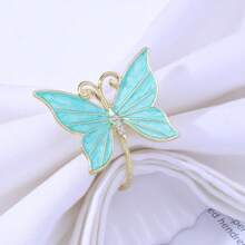 1pc Alloy Enamel Gorgeous Butterfly Napkin Ring, Tabletop Decor Napkin Holder For Dining Table, Holiday, Party, Hotel, Restaurant, Wedding, Gold Color