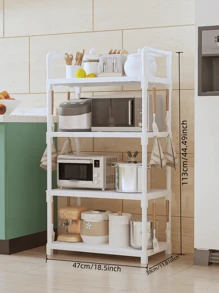 1个1-5层厨房台面收纳架，加厚独立层板，多场景桌面使用，加固金属管，承重力强，可用于存放调味品、零食和家居用品 - 彩色 - 查看 11