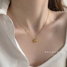 Simple Non-Fading Love Necklace 18K Niche Titanium Steel Design - 金色 - 查看 6