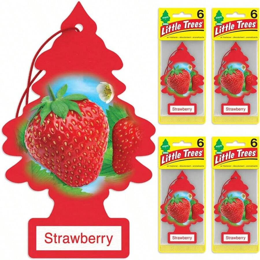 Little Trees Strawberry Scent Air Freshener Car Auto Home Hanging Office Pack Of 24 - 彩色 - 查看 1