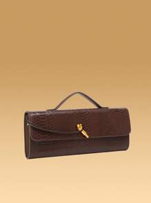 Dedoo Burgundy Handbag, Cherry Red Envelope Burgundy Envelope High-End New Handbag, European And American Fashion Crocodile Leather Flap Handbag, Evening Bag, Shoulder Bag, Crossbody Bag. Elegant Ladies Handbag, Elegant Ladies Bag, Luxury - Coffee Brown - View 4